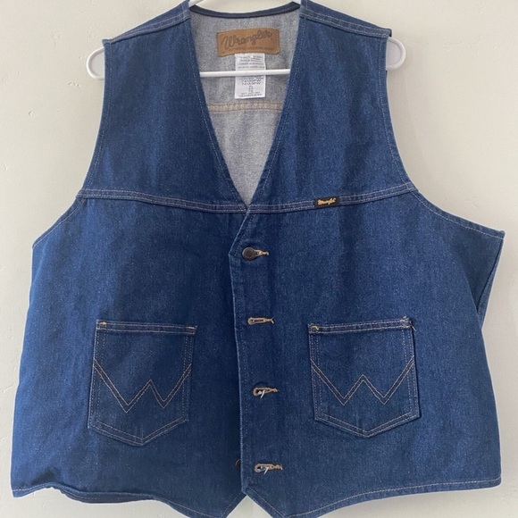 Wrangler Dark Blue Denim Vest - Picture 1 of 6
